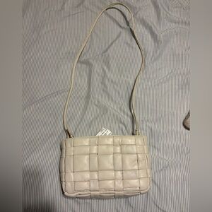 ZARA Elegant White Woven Shoulder Bag